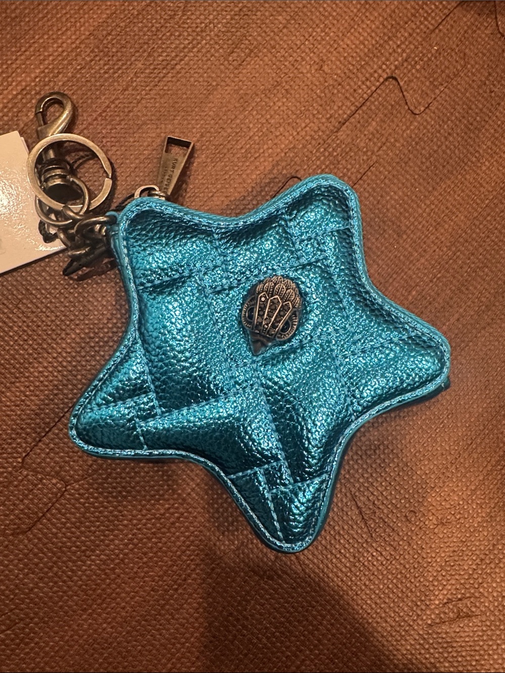 Kurt Geiger Metallic Teal Star Keychain Bag Charm